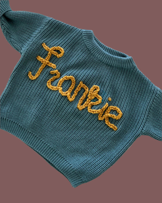 sunshine yellow on ocean personalized sweater